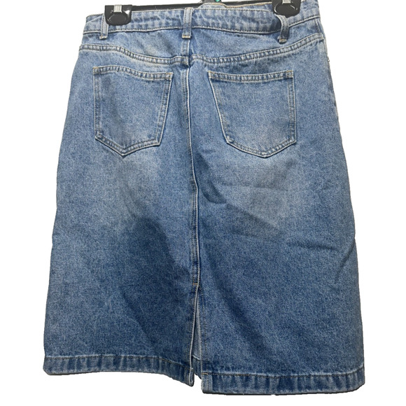 SHEIN Women’s Blue Denim Midi Skirt Size Small US4 High Waist 5 Pocket Casual - Picture 8 of 8
